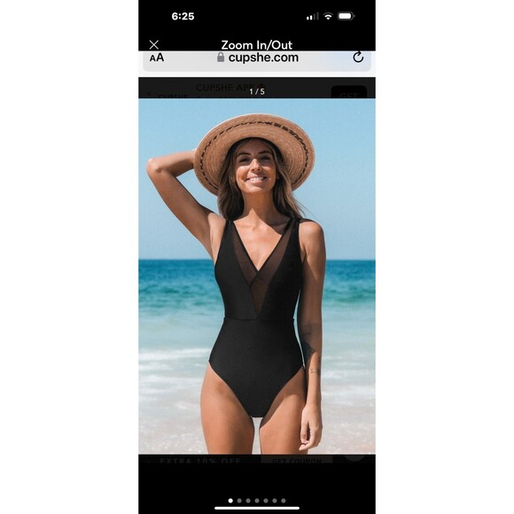 Cupshe one piece black bathing suit  NWT large - Picture 1 of 11